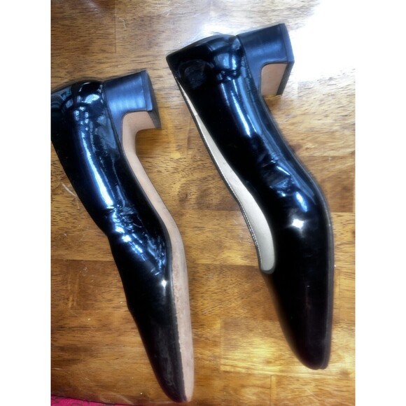 Talbots Slip On Black Patent Leather Shoes Size 7 M Classic chunky heel - Picture 2 of 3